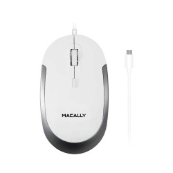 RATÓN USB C MACALLY CON CABLE PARA MAC Y WINDOWS, 3 BOTONES, RUEDA DE DESPLAZAMIENTO, AMBIDIESTRO, SENSOR ÓPTICO, INTERRUPTOR DP