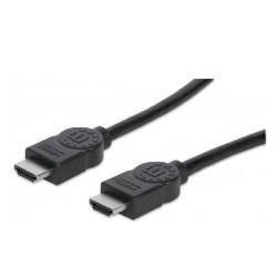 CABLE MANHATTAN HDMI M-M ALTA VELOCIDAD BLINDADO 5M, 4K, 30HZ, 3D, COLOR NEGRO