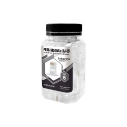 PLUG RJ45 LINKEDPRO, CHAPADO DE ORO A 30 MICRAS PARA DURABILIDAD EXTREMA, BOTE CON 100 PIEZAS DE PLUG MODULAR RJ45 CAT6 SIN BLIN