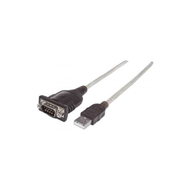 ADAPTADOR MANHATTAN RS-232 MACHO – USB MACHO, 45CM, TRANSPARENTE, 205153